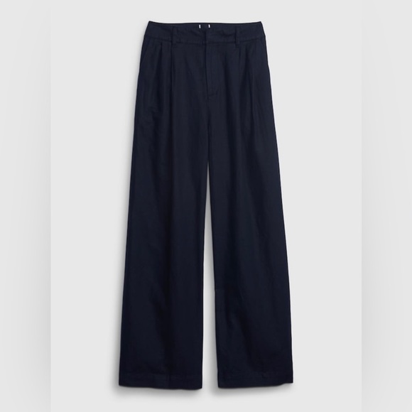 NWT! GAP Uniform Navy High Rise Linen-Cotton Pleated Wide Leg Pants - Multiple - Picture 6 of 7